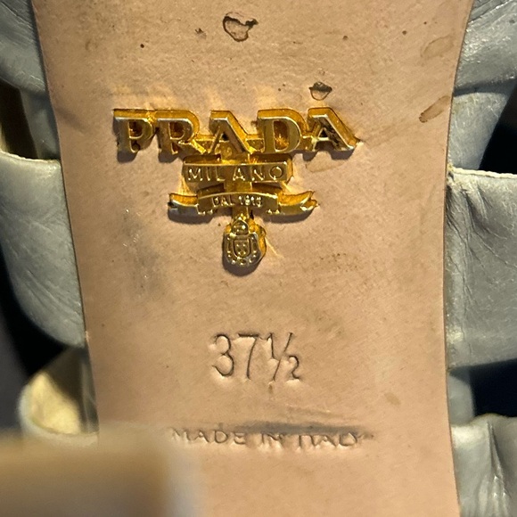 Prada Grey Leather 7 1/5 4” Heels - Picture 3 of 9